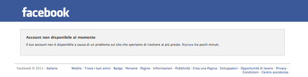 Screenshot di Facebook